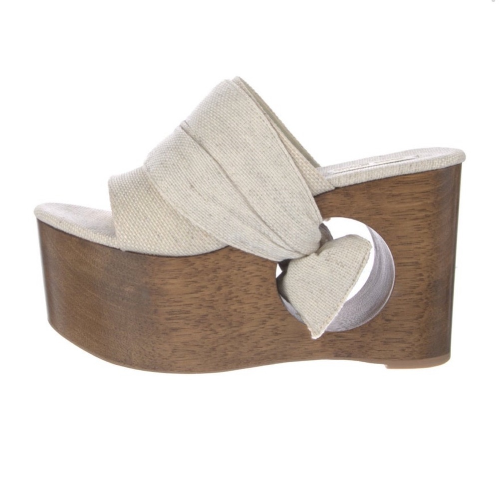 Cult Gaia Cream Wedges with Wooden Platform